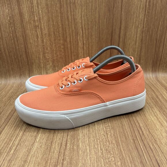 VANS AUTHENTIC PLATFORM LOW UNISEX MEN SIZE 9 WOMEN SIZE 10.5 SHOES ORANGE MELON - Picture 3 of 8